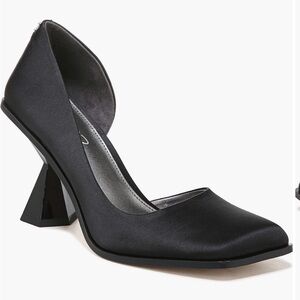 Sam Edelman Black Satin D'Orsay Heel with Silver Insole